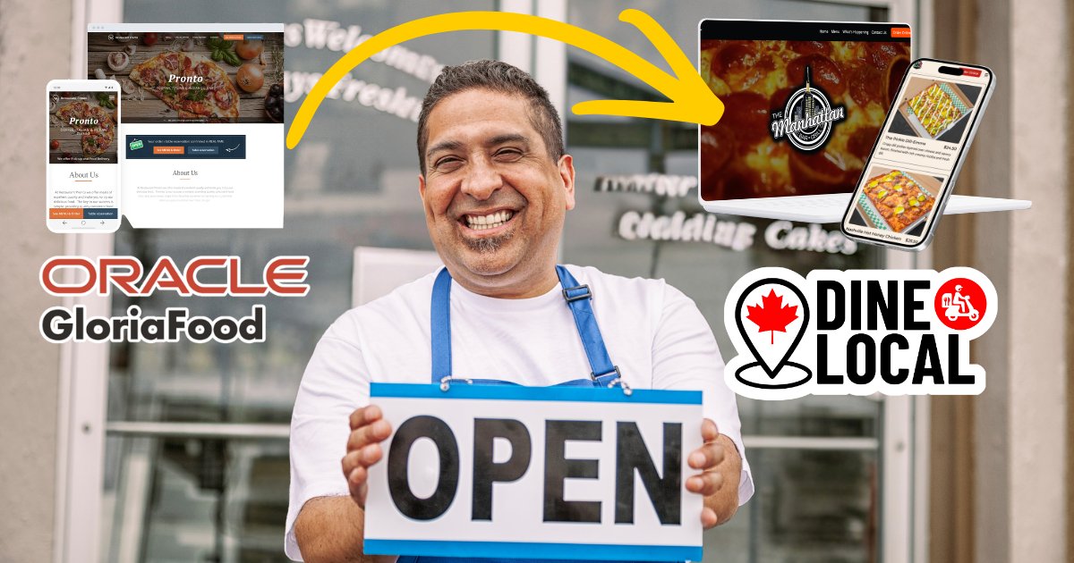 Restaurant owner comparing GloriaFood alternatives on a laptop while choosing a new Canadian online ordering platform before the April 30, 2027 shutdown
